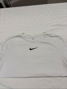 Nike White T-Shirt with Black Swoosh Center Logo